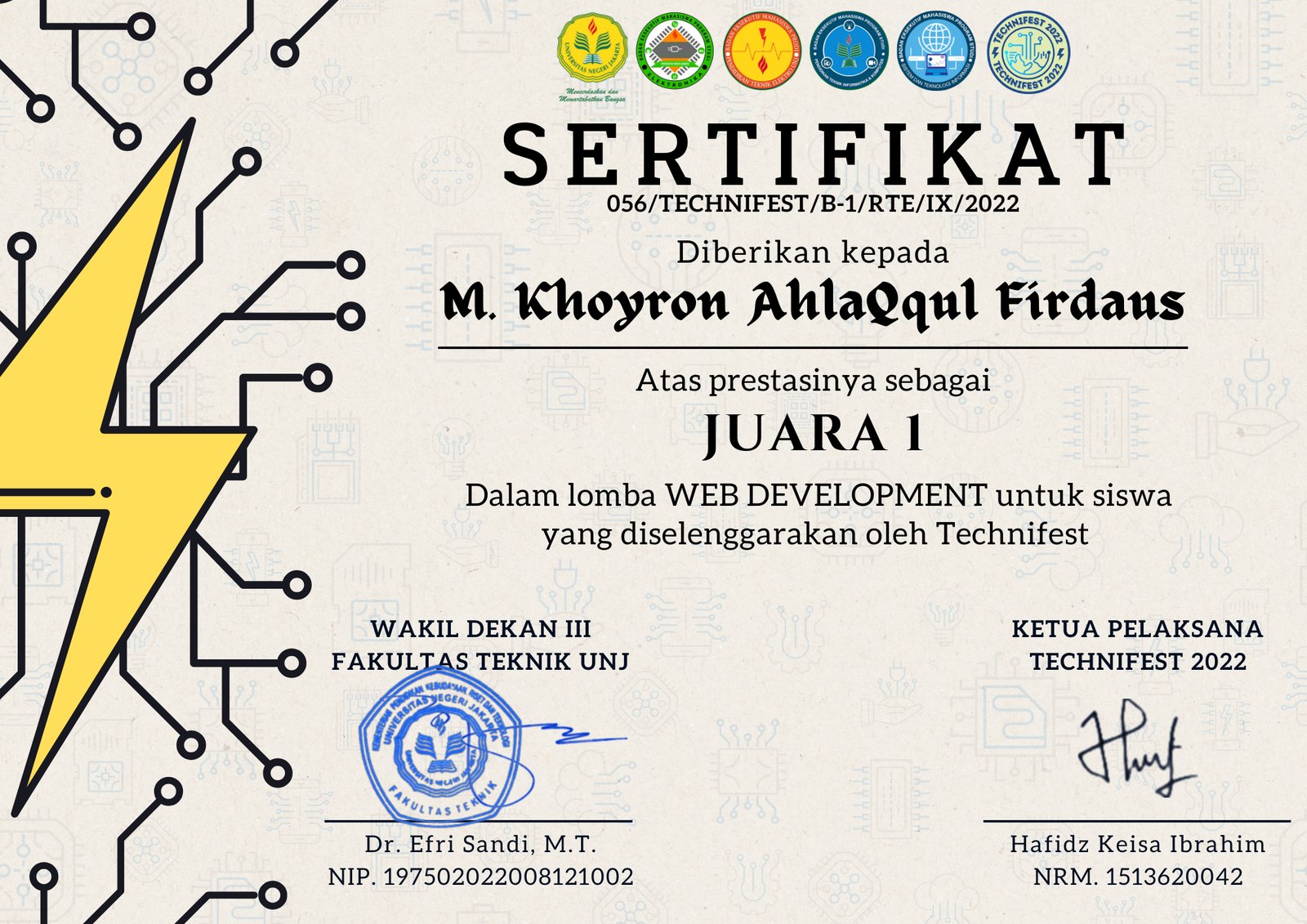 Juara 1 Web Development Lomba Technifest 2022